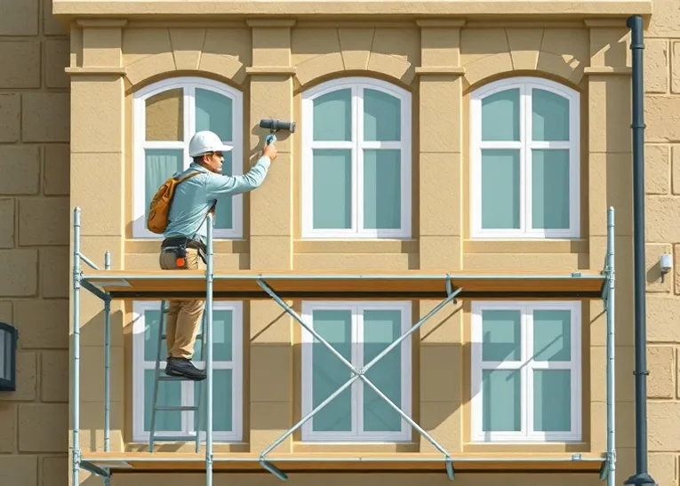 Ravalement de façade en pierre, nettoyage et application d'enduit